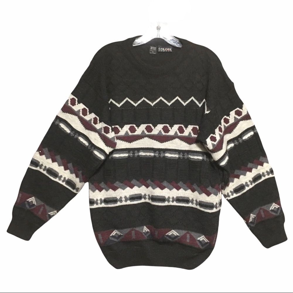 VTG Colore Italia Wool blend crew neck Cosby Biggie artsy sweater Italy …